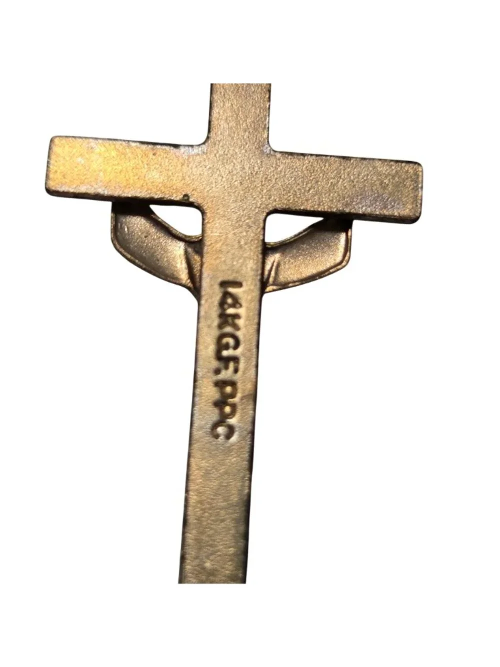 14K Gold Filled Crucifix Pendant Necklace 20 inch Stainless Chain Religious